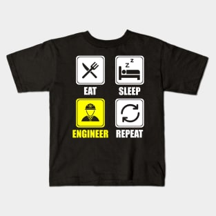 Cute Eat Sleep Engineer Repeat Engineering Funny Kids T-Shirt